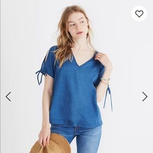 Madewell Indigo Tie-Sleeve Top